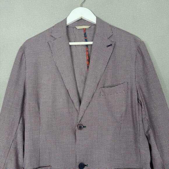 BOB Blazer Jacket Mens IT 50 Blue Check Print Tailored Sport Coat Made in Italy - Picture 2 of 13